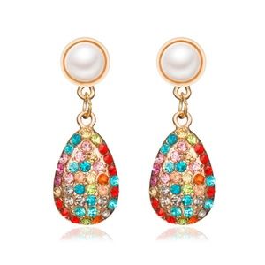 New Colorful Rhinestone Drop-Shaped Beads Earrings